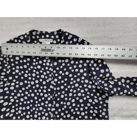 Real Clothes Saks Fifth Avenue Button Print Silk Long Sleeve Top Small New $158 - Picture 5 of 7